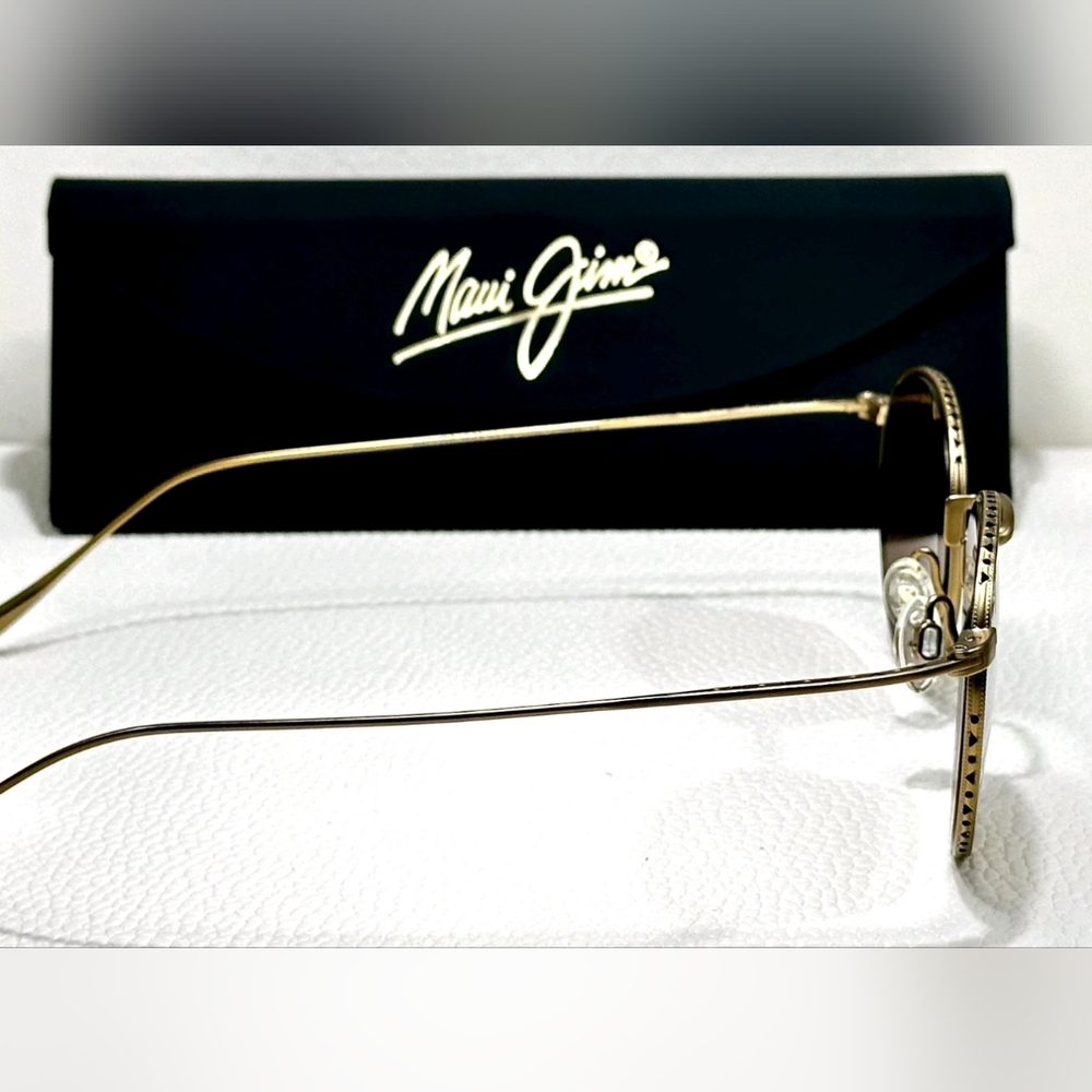 New! Maui Jim NORTH STAR H757-16M Gold Titanium POLARIZED Bronze Lens Sunglasses - Picture 4 of 9
